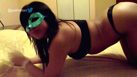 Brunette brunette in black dress getting fucked in the bathroom