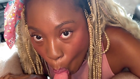 Ebony black teen gets fucked by a big black cock in POV