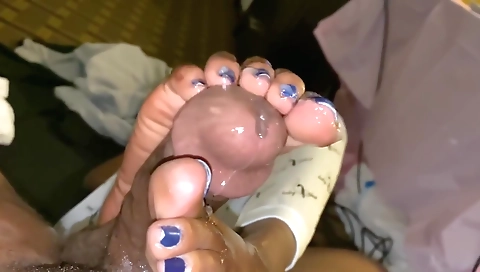 A hot 18yo interracial foot fuck with my dick