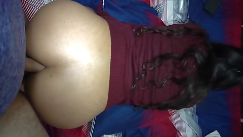 A black teen is showing her black lover how to fuck her