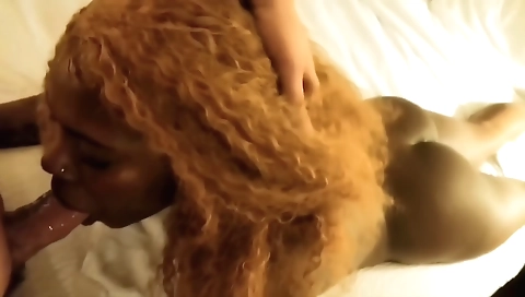 Ebony teen gets fucked on the couch by a black guy