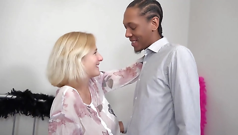 Big black cock is sucking and riding her cute girlhood