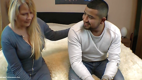 Blonde milf with a big ass and tits is fucked by a dude