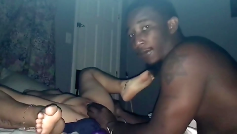 Hot blonde babe gets penetrated on her back on the couch