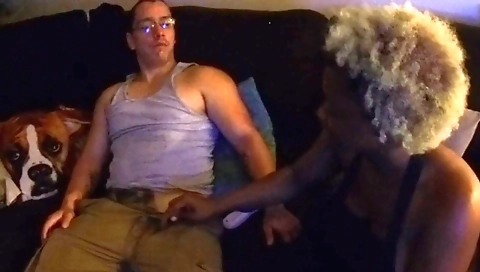 Blonde milf with a big ass sucks on a massive dick