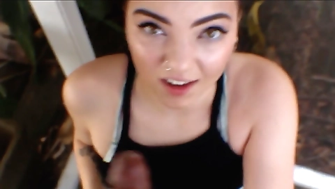 Black cock and a hot handjob for a sexy ebony girl