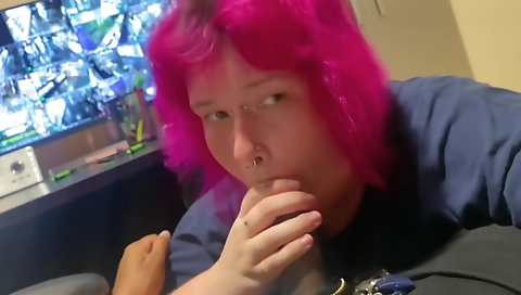 Busty black and blonde girl rides a thick bigcock in her office