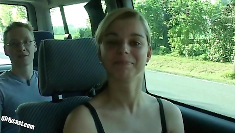 Busty brunette teen getting fucked by her boyfriend and his brother