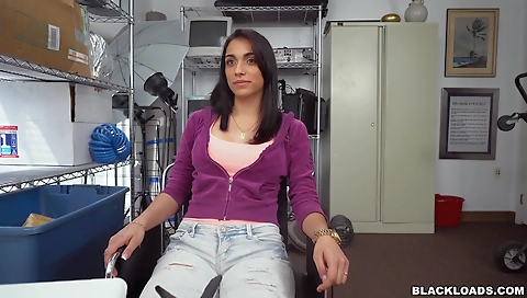 Big booty brunette with a big booty sucks a big dick