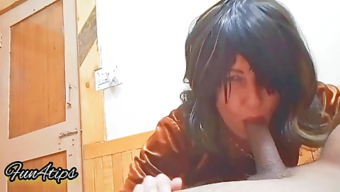 Indian big ass MILF gets deepthroated with her guy