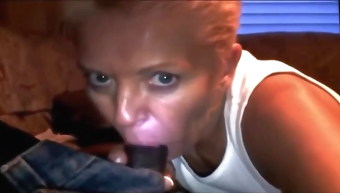 Big black cock in her underwear is deep throating a blonde