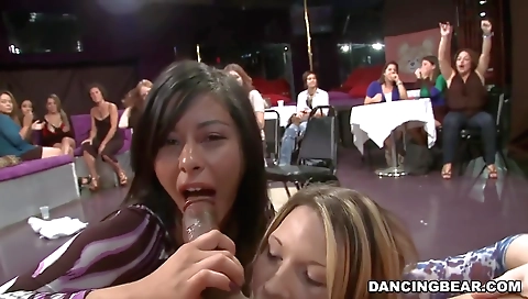 Blonde girl in black stockings and a black guy in black stockings