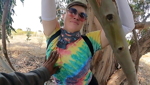 Girl with tattooed hands in the outdoor sex video 2