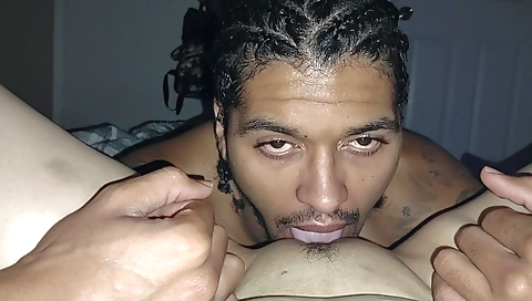 Latina girl with a small body and a large ass is eating his cock