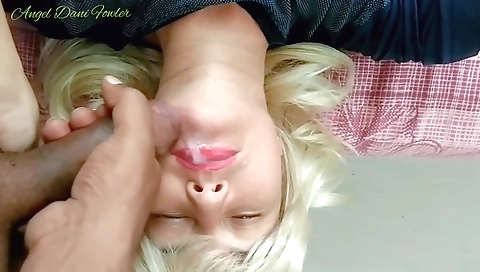 Blonde slut with big ass fucked and covered in cum