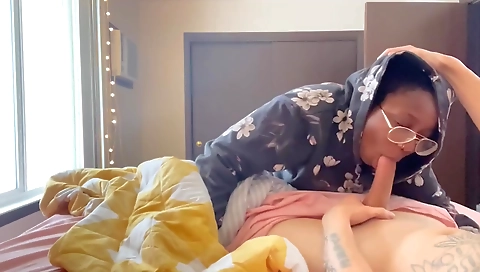 Busty ebony milf in a hot black top gets fucked on the bed